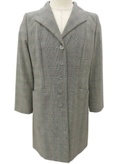 灰色/黑色羊毛格纹长款外套