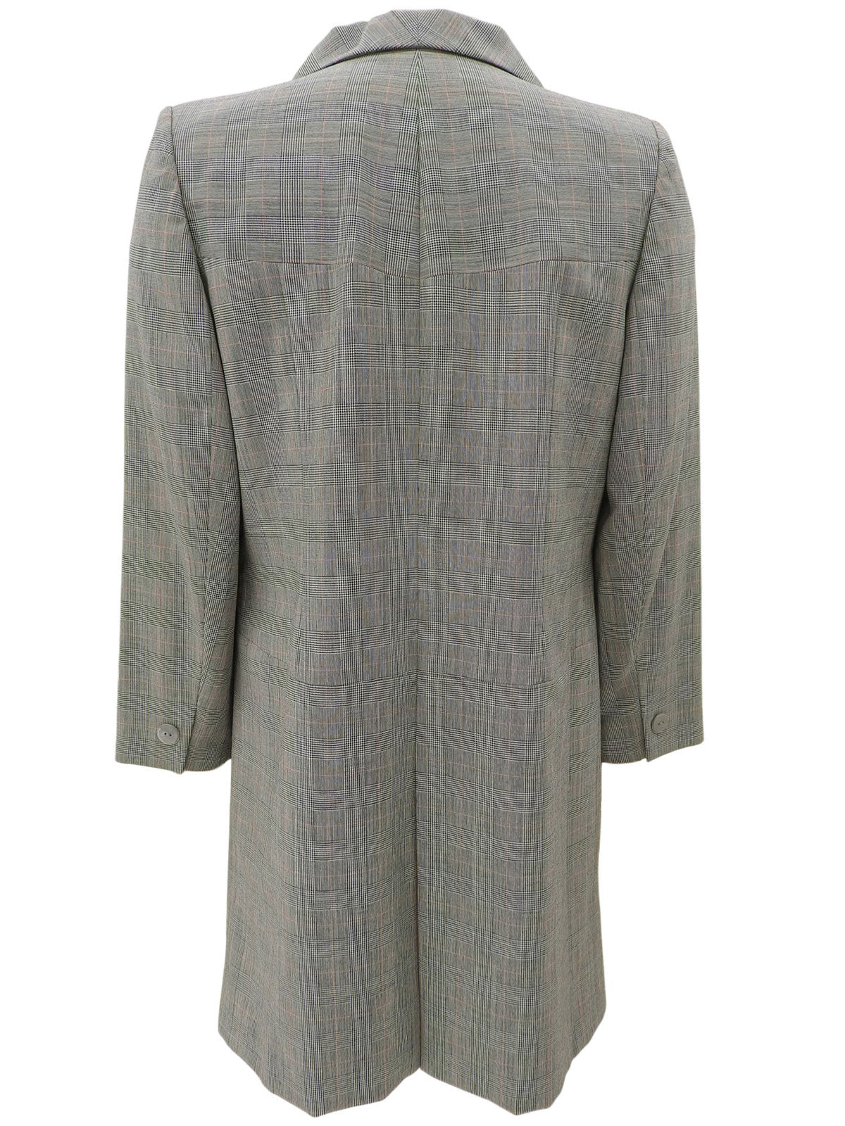 Wool Glen Check Long Jacket, Gray/Black, #42