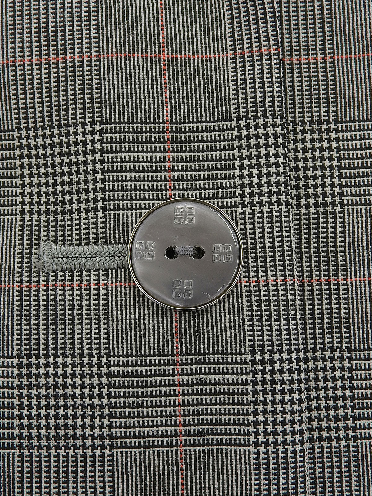 Wool Glen Check Long Jacket, Gray/Black, #42