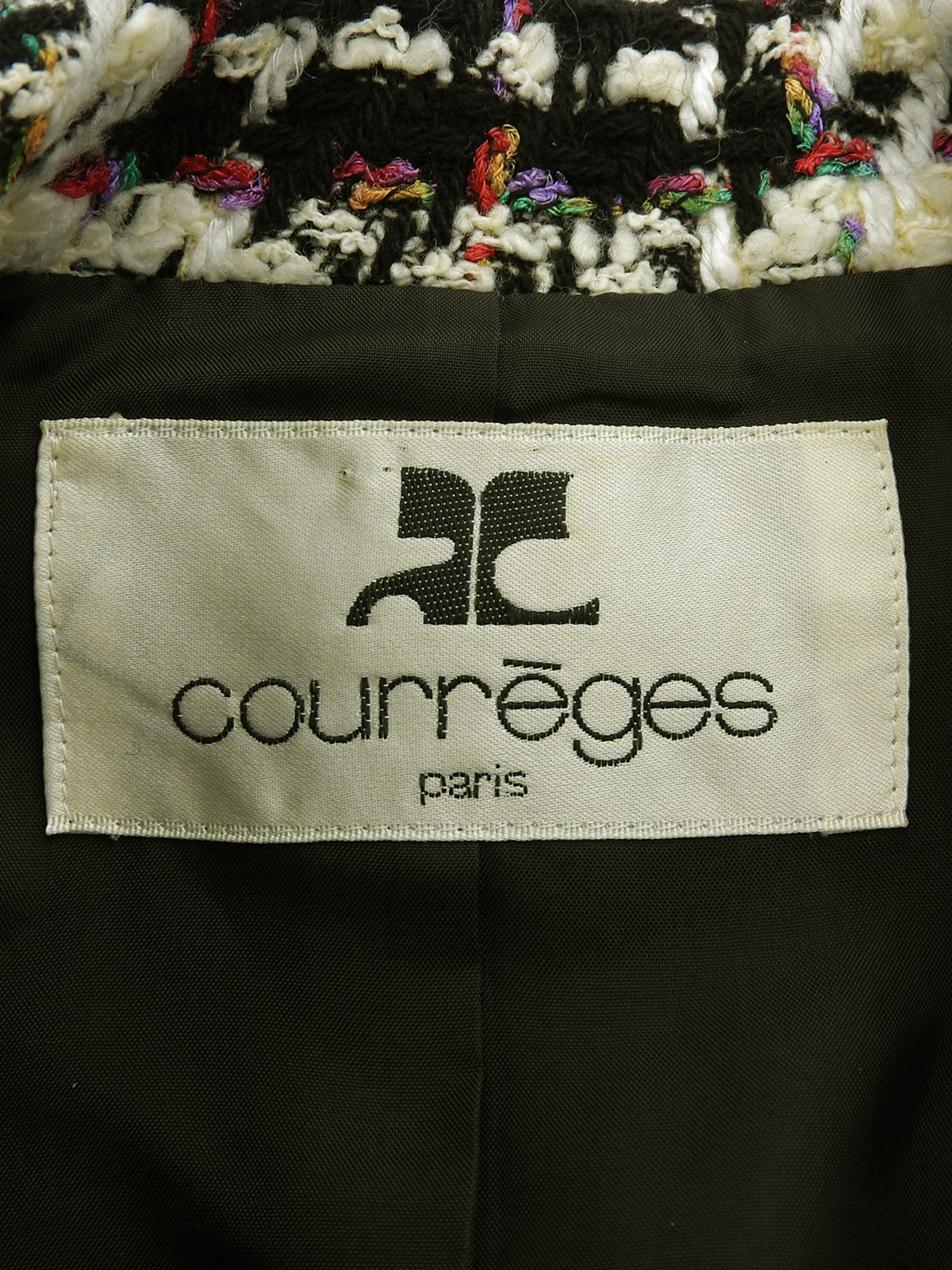 Tweed check pattern double-breasted suit set, black/multi