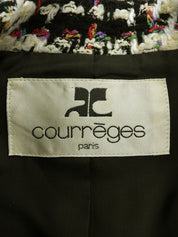 Tweed check pattern double-breasted suit set, black/multi