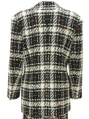 Tweed check pattern double-breasted suit set, black/multi
