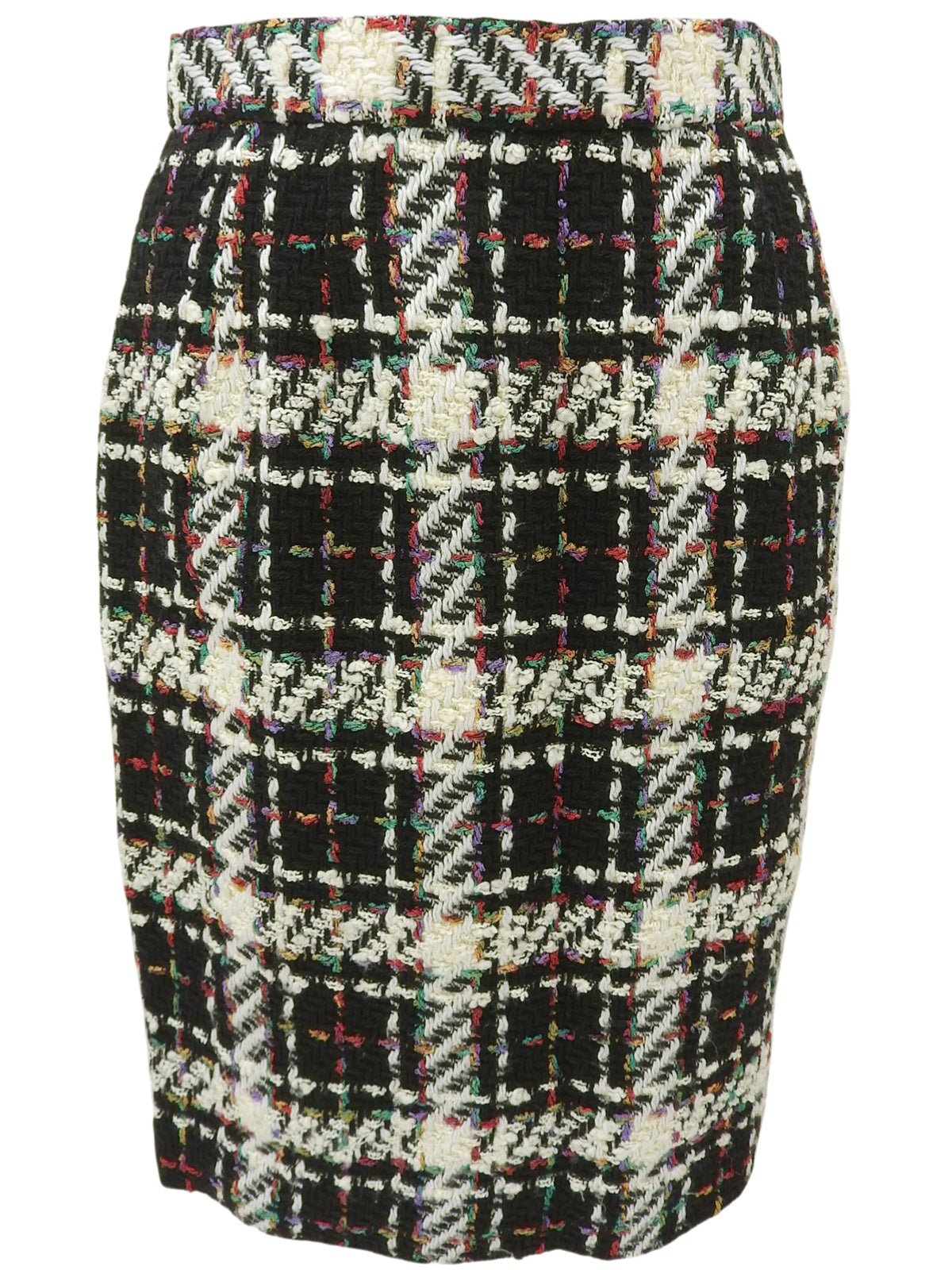 Tweed check pattern double-breasted suit set, black/multi