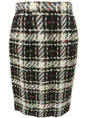 Tweed check pattern double-breasted suit set, black/multi