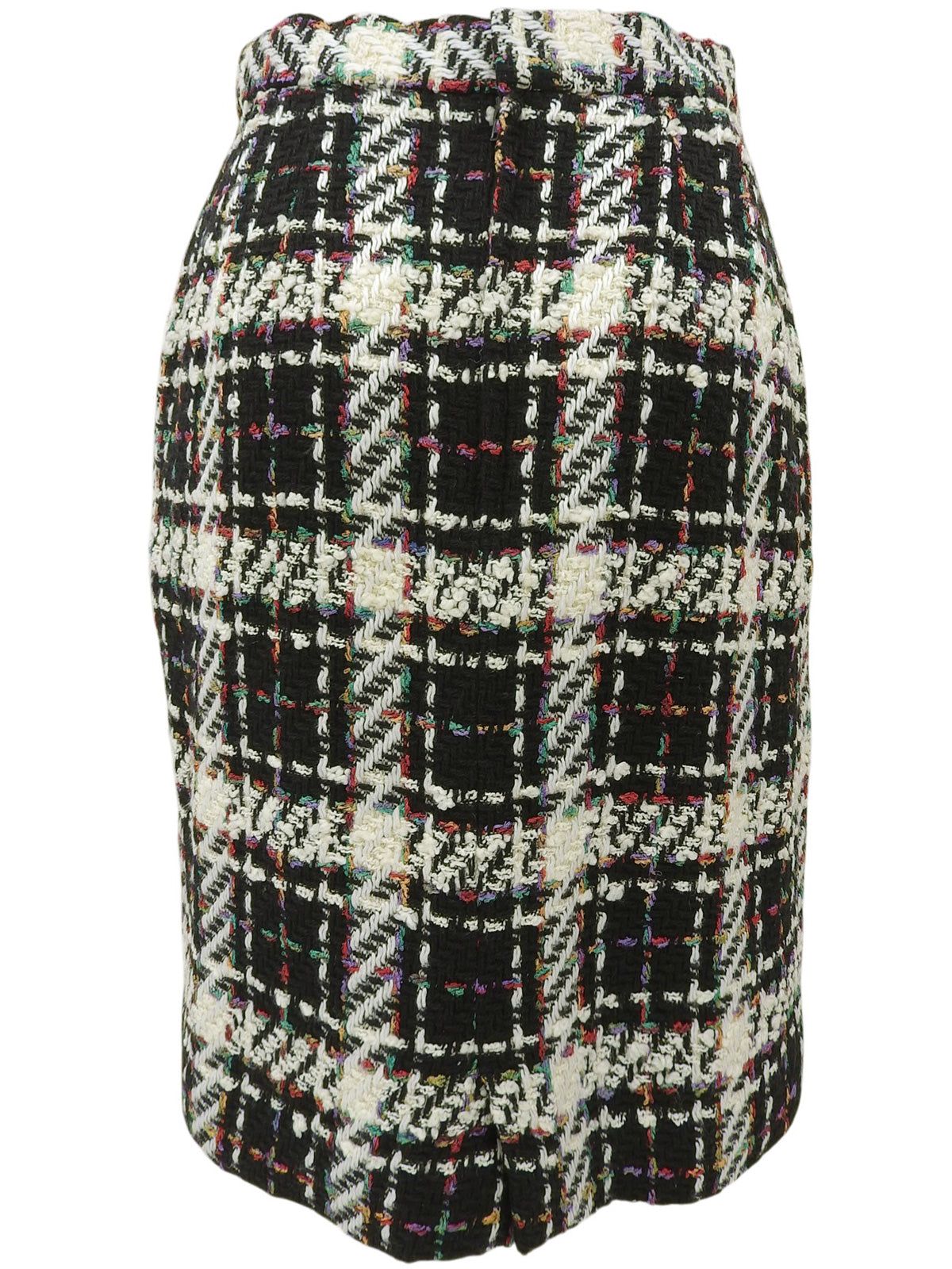 Tweed check pattern double-breasted suit set, black/multi