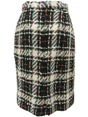 Tweed check pattern double-breasted suit set, black/multi