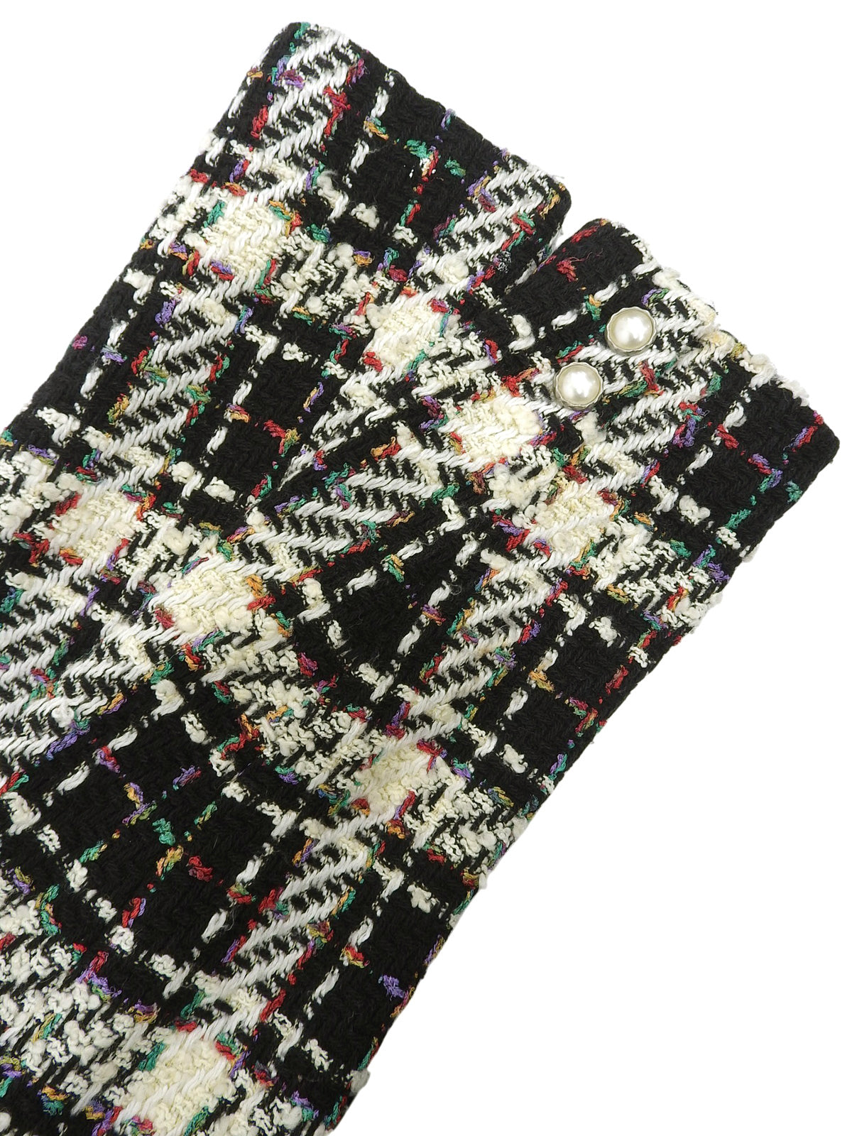 Tweed check pattern double-breasted suit set, black/multi