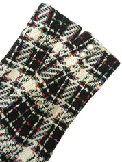 Tweed check pattern double-breasted suit set, black/multi