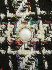 Tweed check pattern double-breasted suit set, black/multi