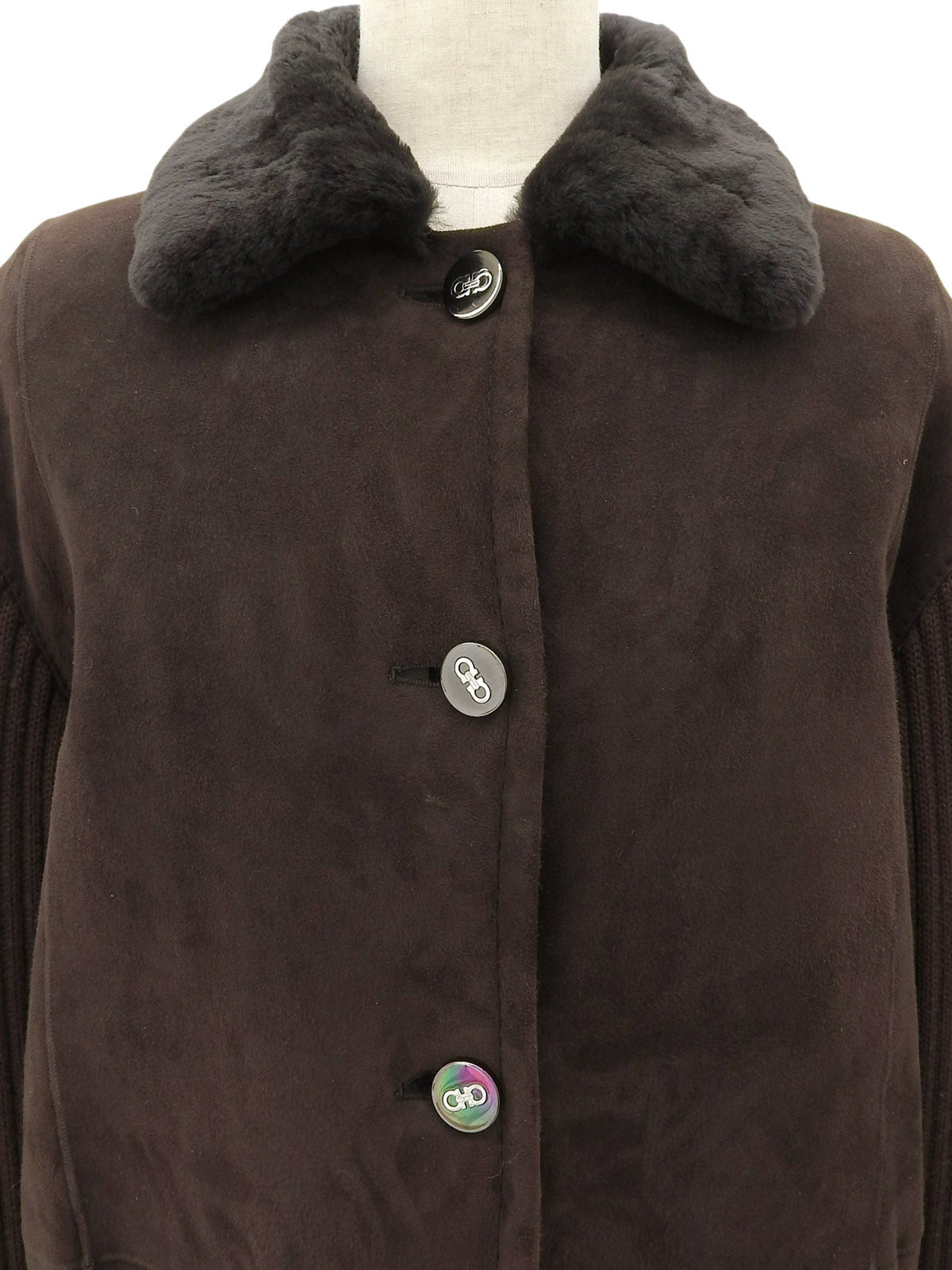 ムートンガンチーニボタンコート ダークブラウン#40