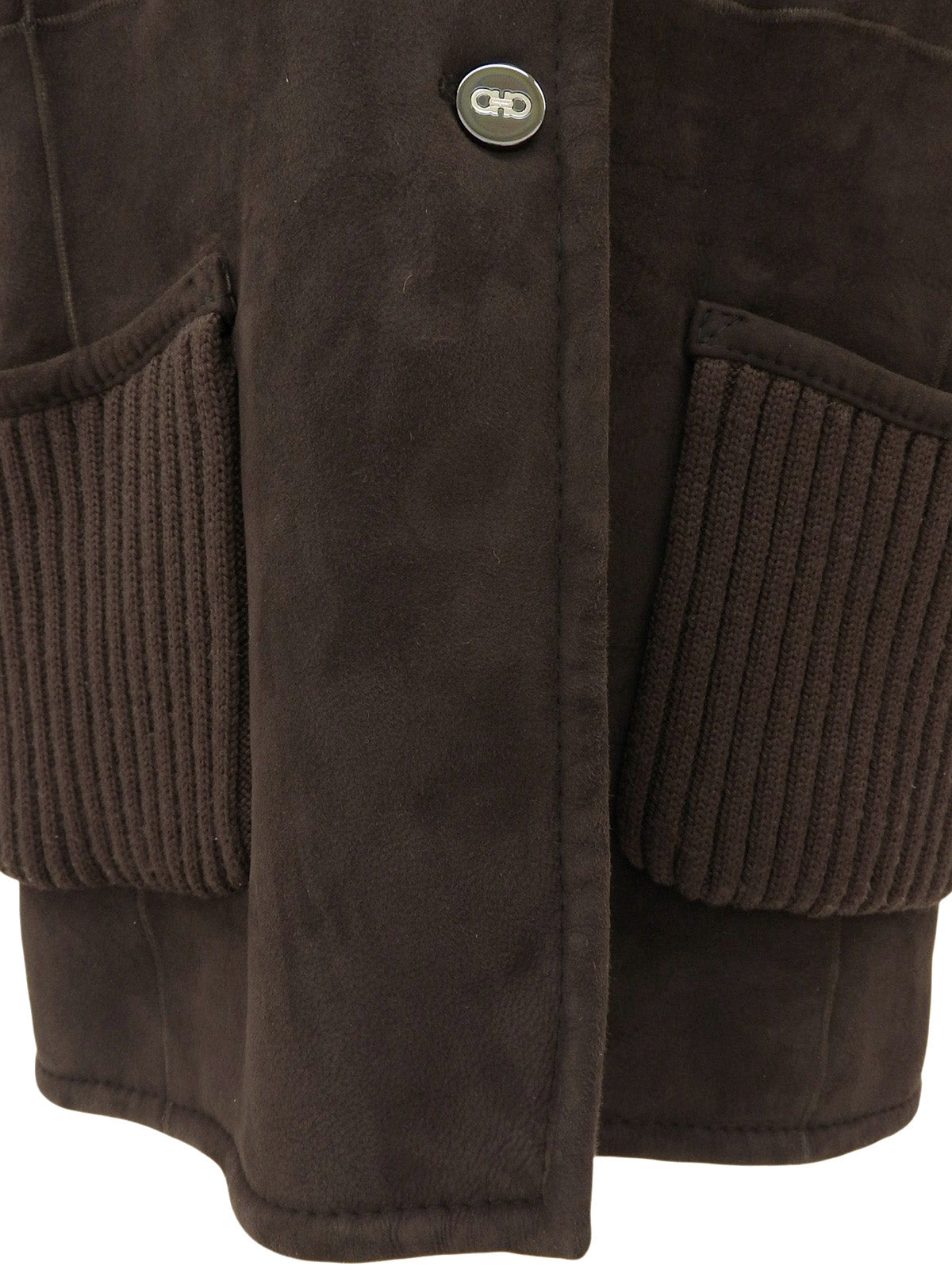 ムートンガンチーニボタンコート ダークブラウン#40