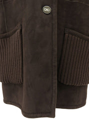 ムートンガンチーニボタンコート ダークブラウン#40