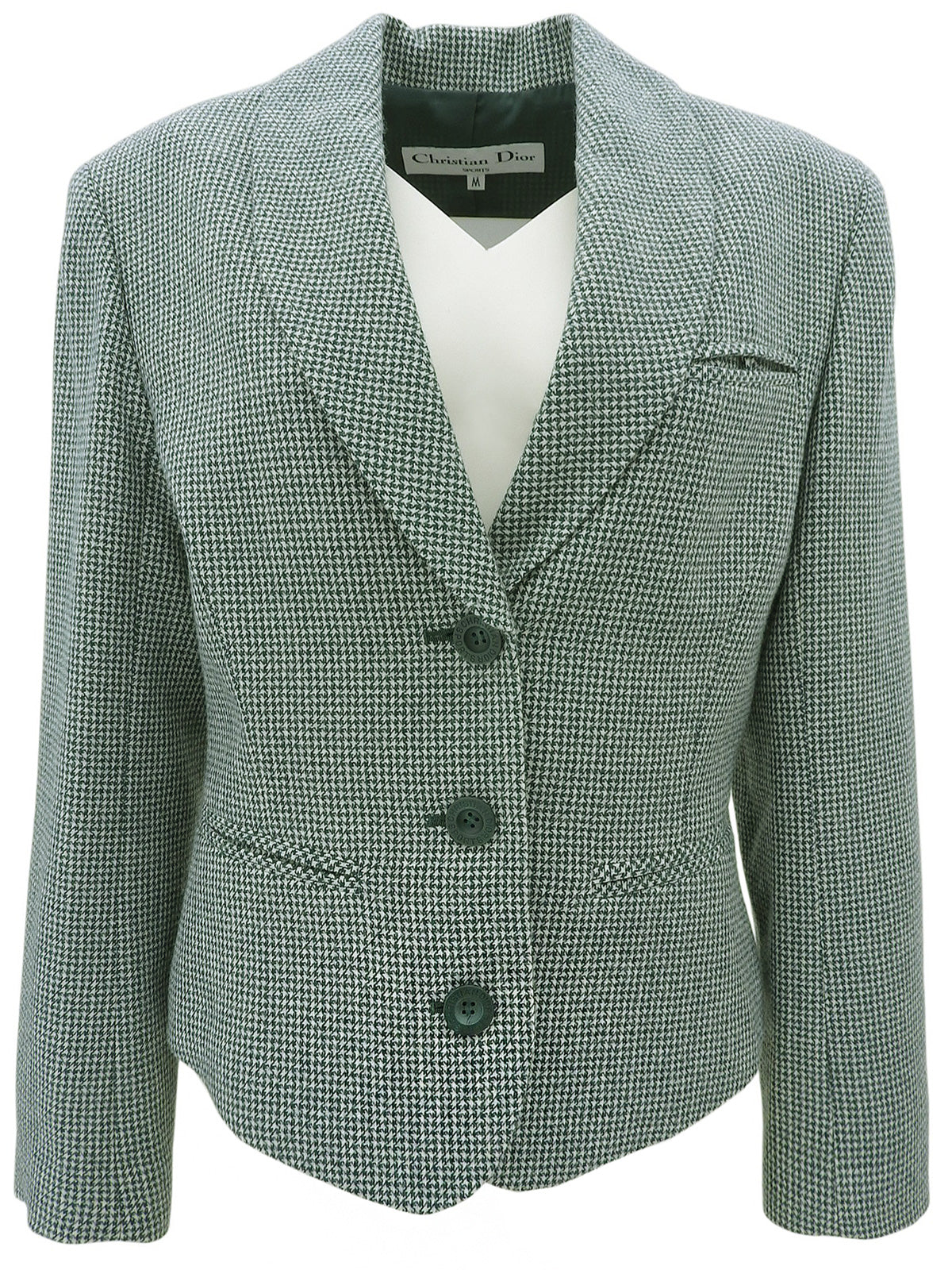 Wool houndstooth pattern jacket, green/ivory, size M