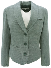 Wool houndstooth pattern jacket, green/ivory, size M