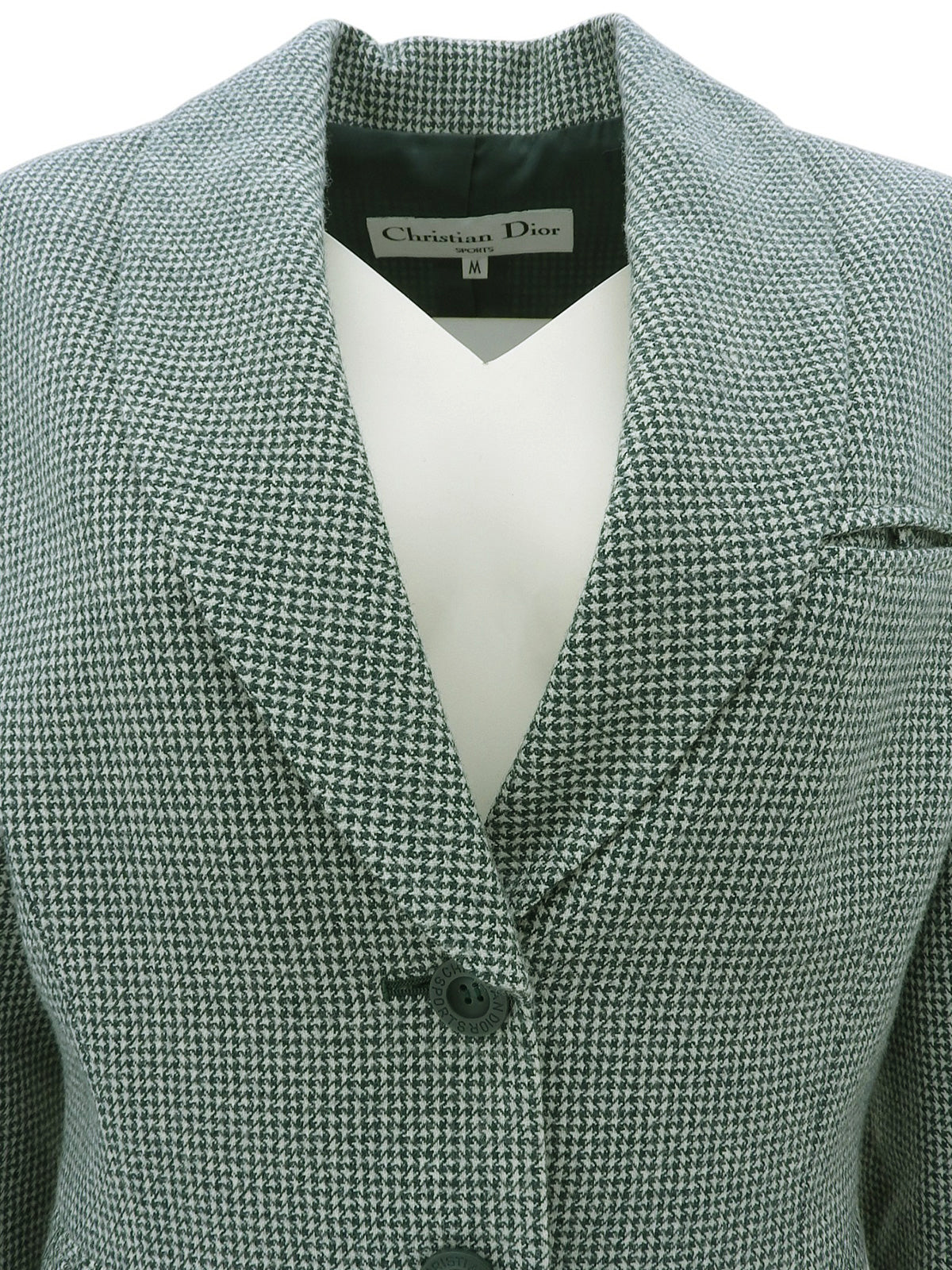 Wool houndstooth pattern jacket, green/ivory, size M