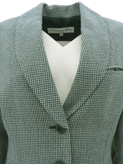 Wool houndstooth pattern jacket, green/ivory, size M