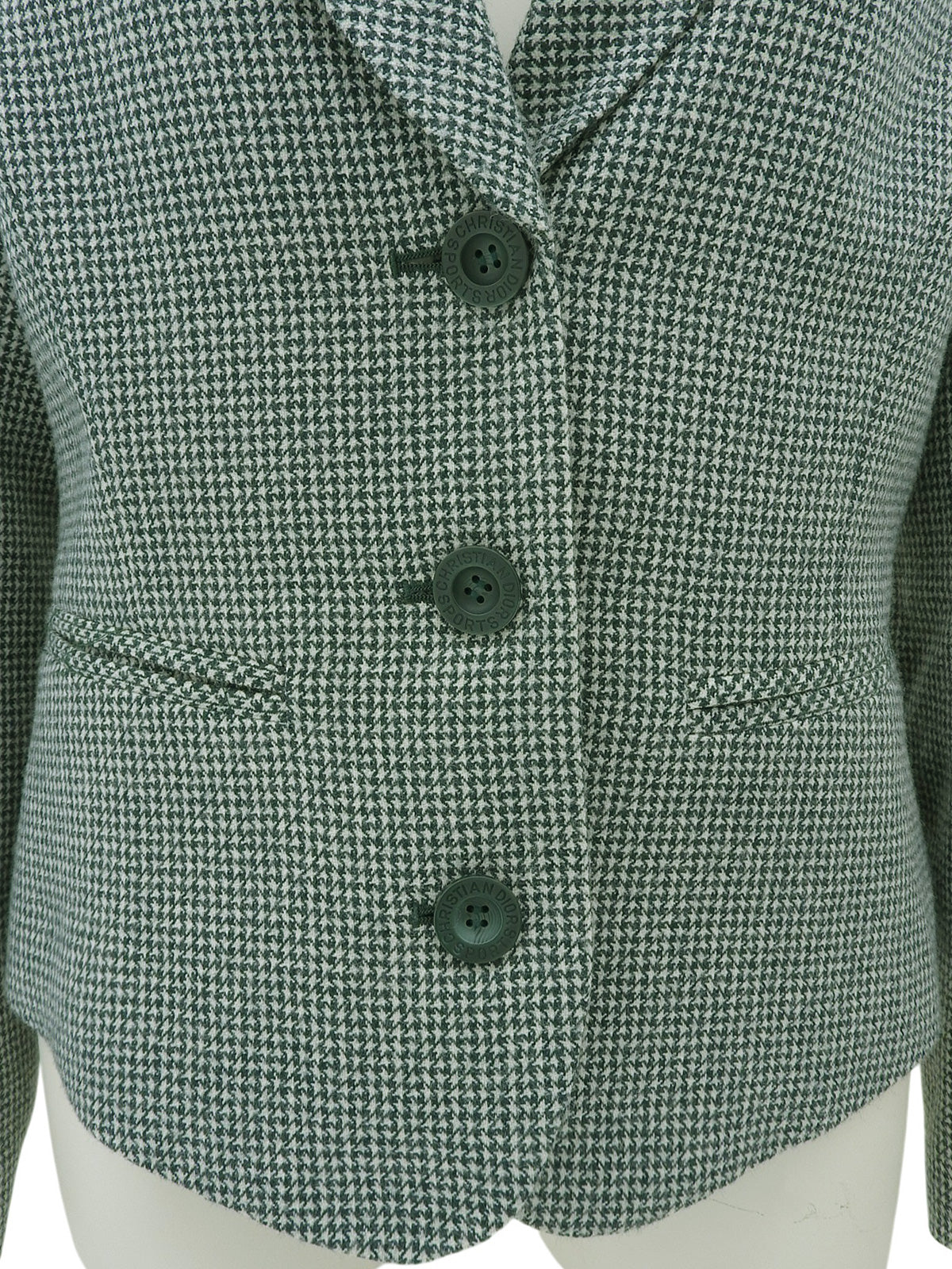 Wool houndstooth pattern jacket, green/ivory, size M