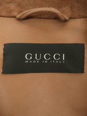 スエードロゴボタンノーカラージャケット ブラウン #50