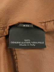 Suede Logo Button Collarless Jacket #50 Brown