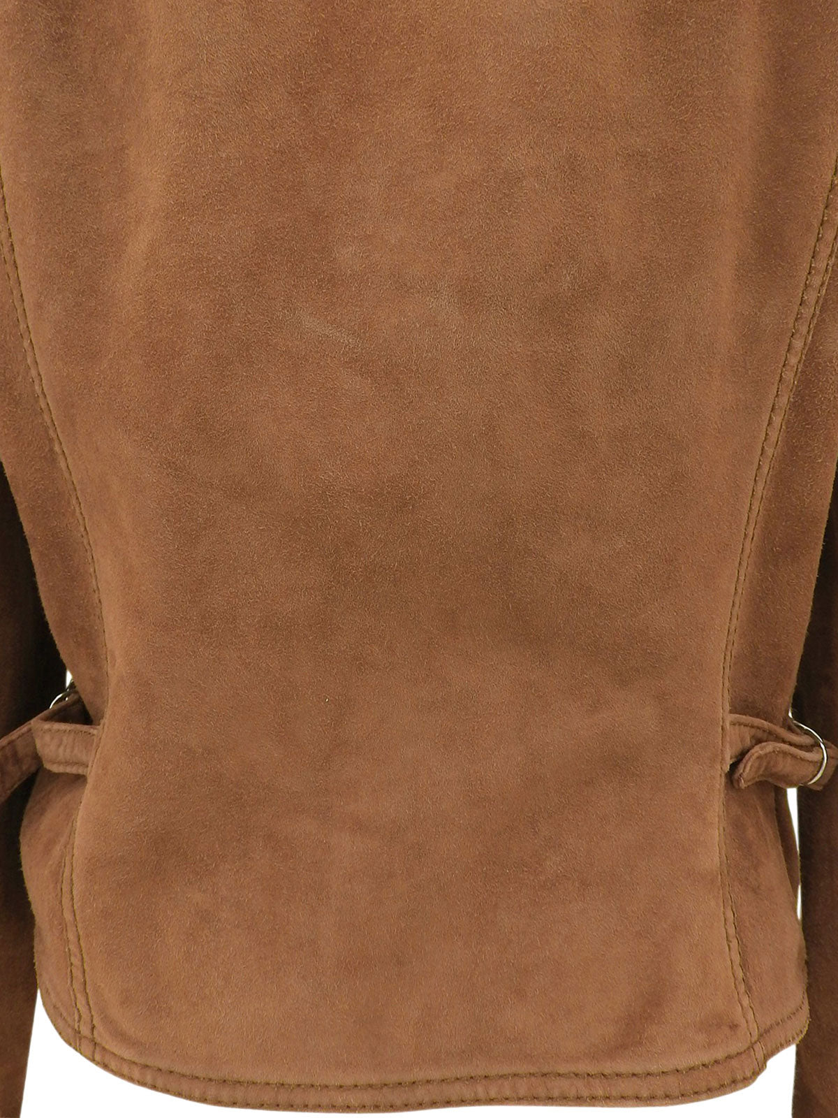 スエードロゴボタンノーカラージャケット ブラウン #50