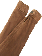 スエードロゴボタンノーカラージャケット ブラウン #50