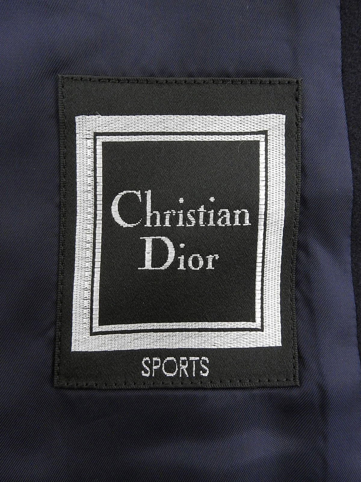 海军蓝双排扣徽标夹克