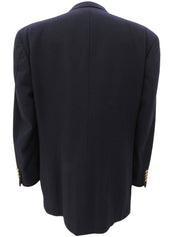 海军蓝双排扣徽标夹克