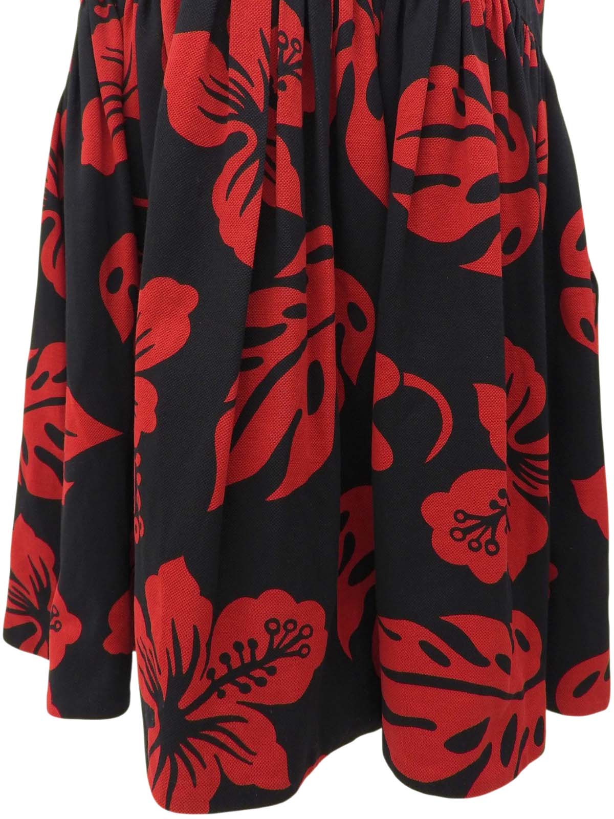 フラワーパターンノースリーブワンピース ブラック/レッド #44