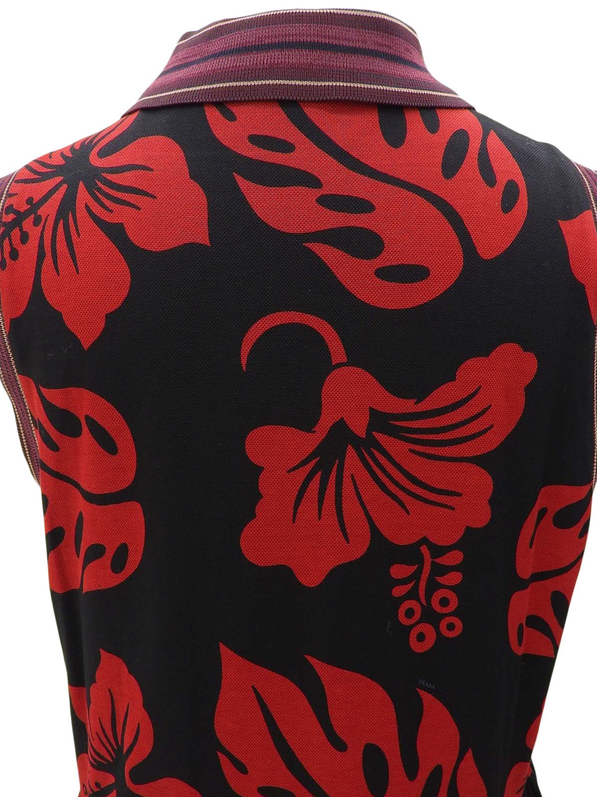 フラワーパターンノースリーブワンピース ブラック/レッド #44