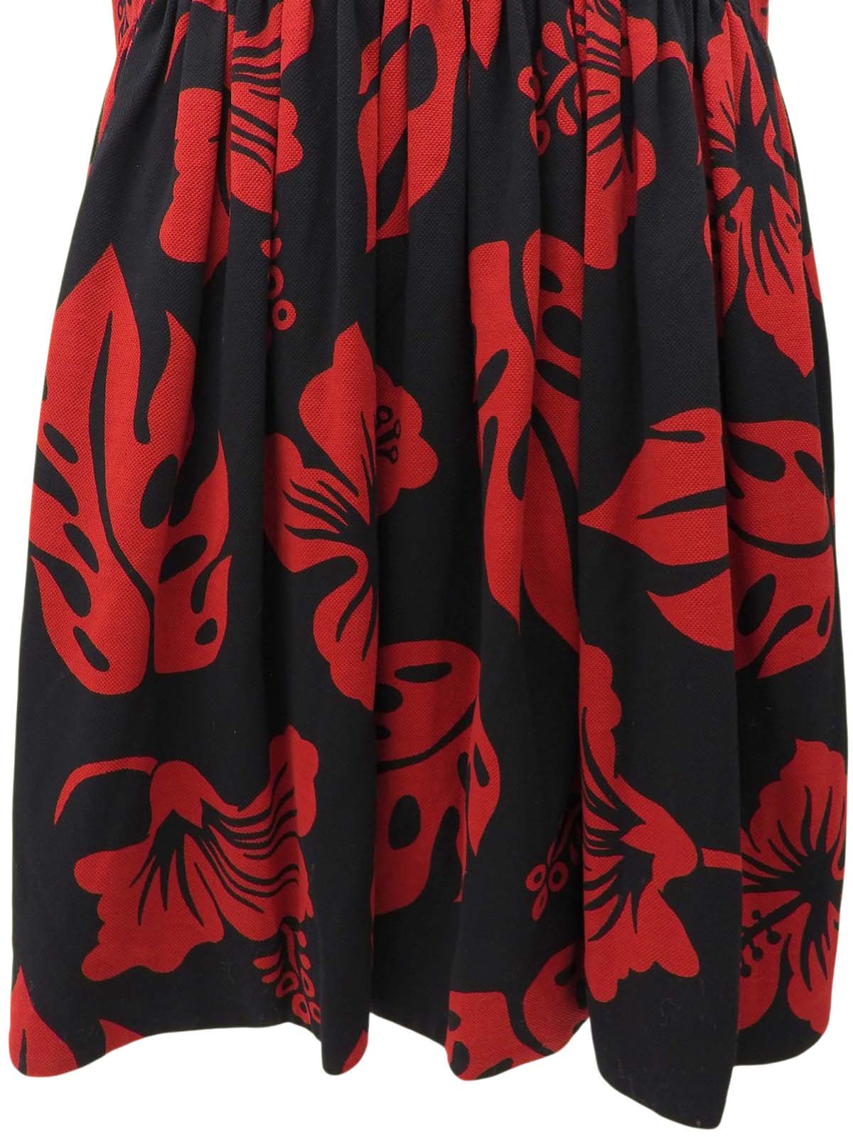 フラワーパターンノースリーブワンピース ブラック/レッド #44