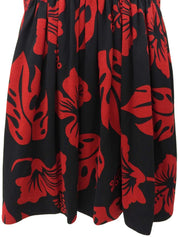 Flower Pattern Sleeveless Dress #44 Black/Red