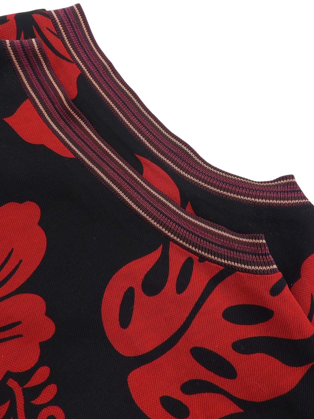 フラワーパターンノースリーブワンピース ブラック/レッド #44