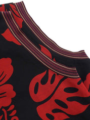 Flower Pattern Sleeveless Dress #44 Black/Red