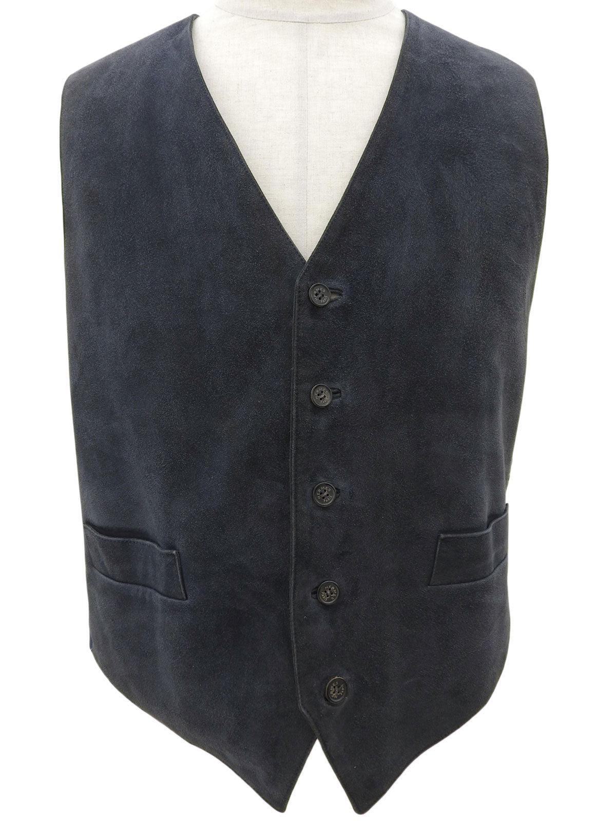 黑色/藏蓝色皮革与丝绸拼接小提琴图案背心