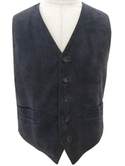 黑色/藏蓝色皮革与丝绸拼接小提琴图案背心