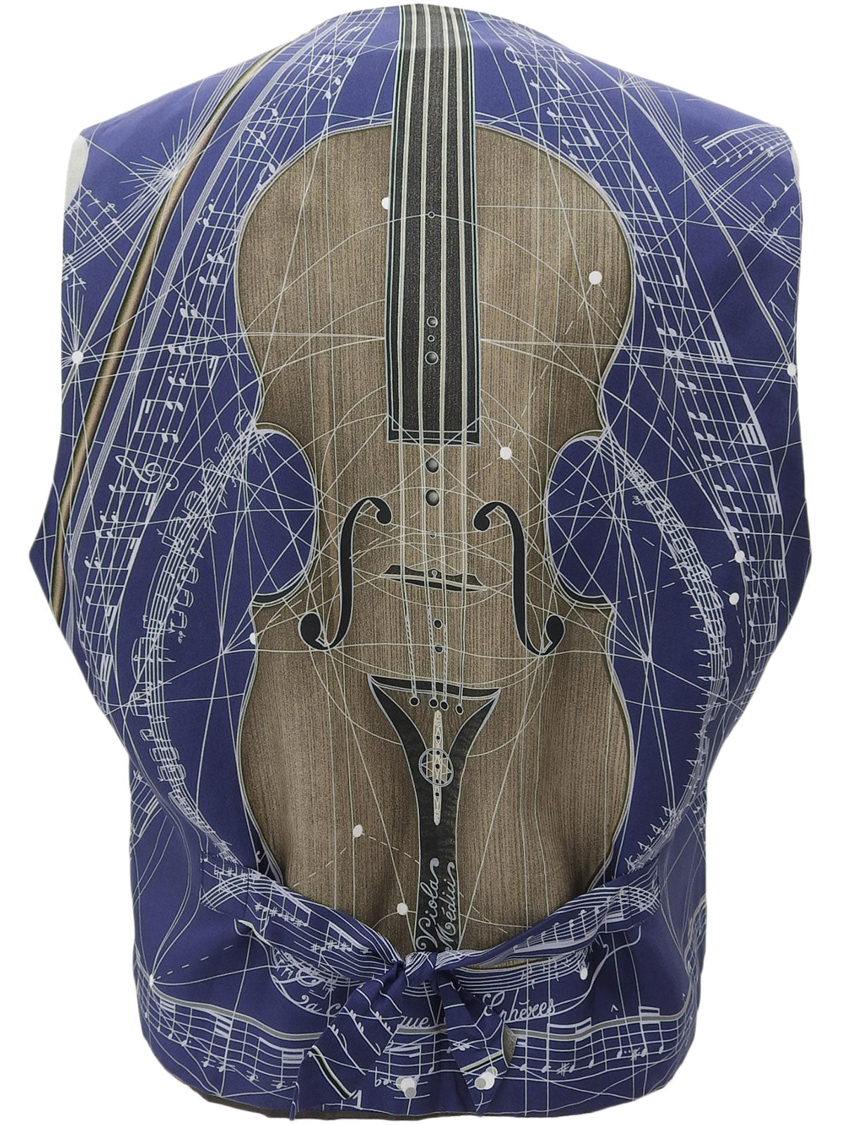 黑色/藏蓝色皮革与丝绸拼接小提琴图案背心