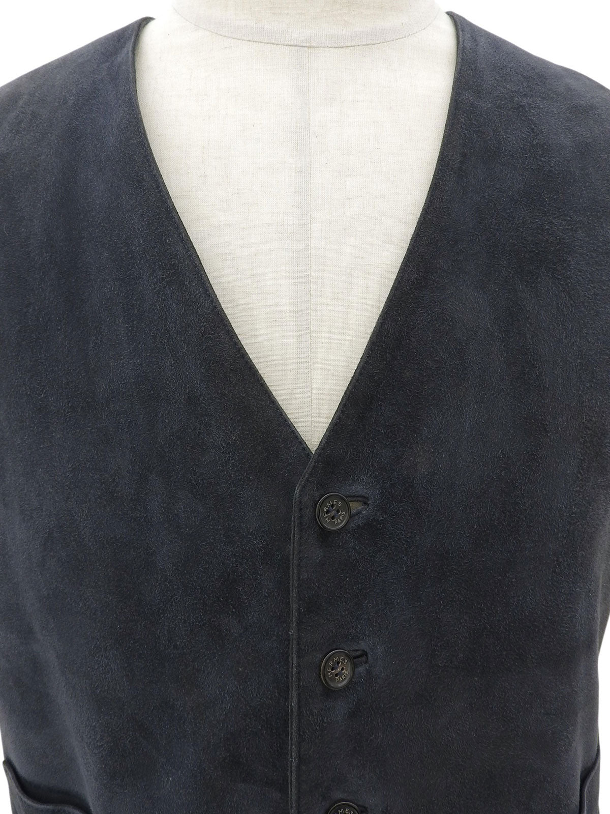 黑色/藏蓝色皮革与丝绸拼接小提琴图案背心