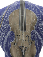 黑色/藏蓝色皮革与丝绸拼接小提琴图案背心