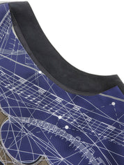 黑色/藏蓝色皮革与丝绸拼接小提琴图案背心