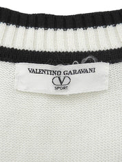 Diamond Pattern Logo Button Knit Vest #38 White/Black