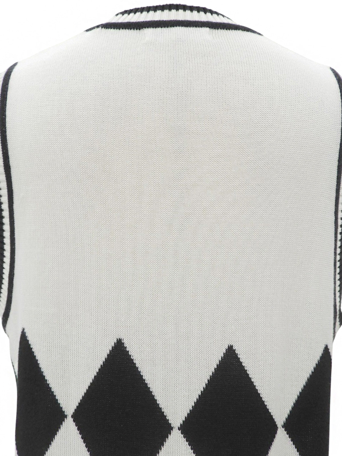 Diamond Pattern Logo Button Knit Vest #38 White/Black