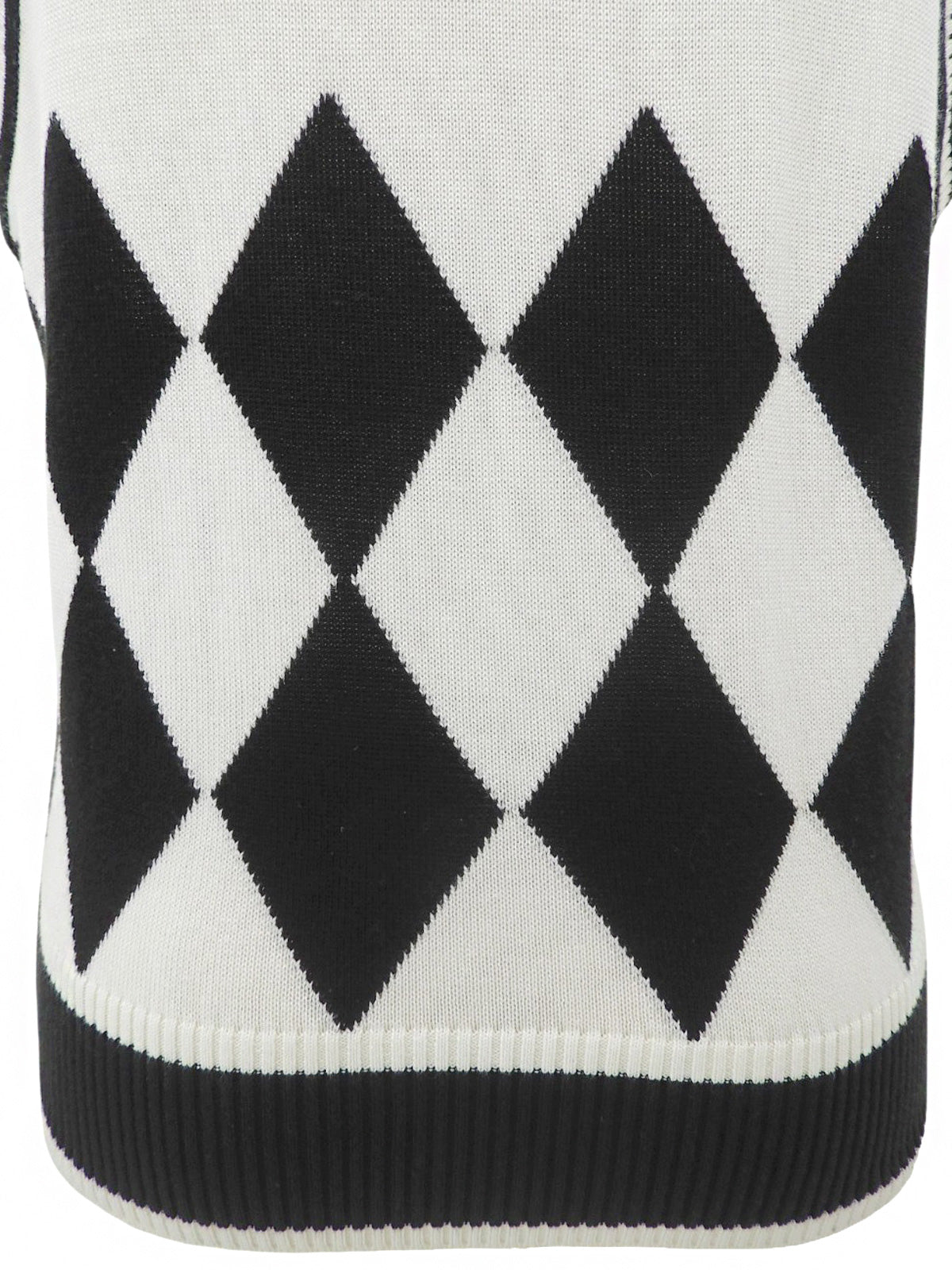 Diamond Pattern Logo Button Knit Vest #38 White/Black