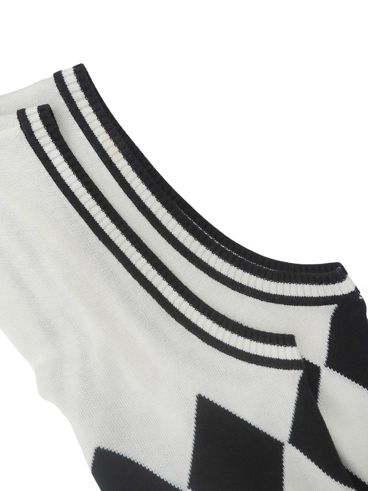 Diamond Pattern Logo Button Knit Vest #38 White/Black