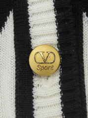 Diamond Pattern Logo Button Knit Vest #38 White/Black