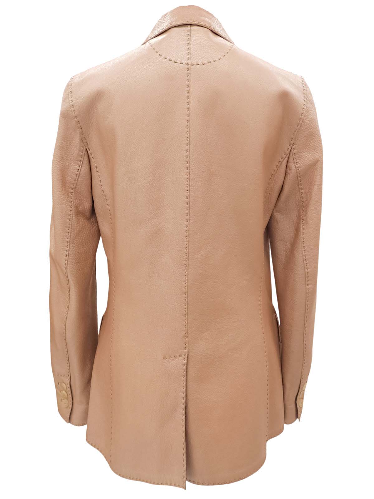 Leather Logo Button Tailored Jacket #40 Pink