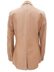 Leather Logo Button Tailored Jacket #40 Pink