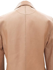 Leather Logo Button Tailored Jacket #40 Pink