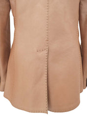 Leather Logo Button Tailored Jacket #40 Pink