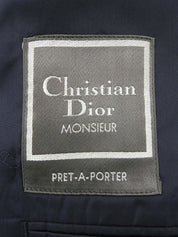 Linen Logo Embroidered Tailored Jacket - Navy