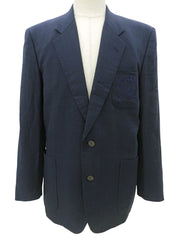 Linen Logo Embroidered Tailored Jacket - Navy